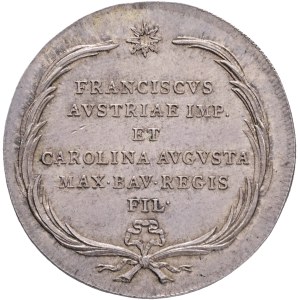 FRANCIS I. of Austria 1792-1835 Silver wedding Token 1816, marriage with Carolina Augusta, R!, Ag. 8,72g, 29mm