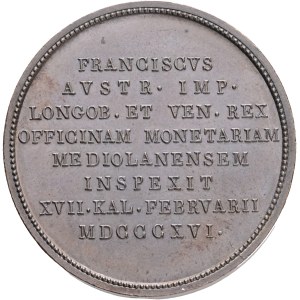 FRANCIS I. of Austria 1792-1835 Bronze Medal 1816, mintage on the occasion of a visit to Milan, Montenuovo#2444 AE-bronze 22,7g 37mm, Milan