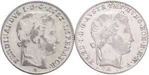 FERDINAND I. 1835-1848 Lot 2 coins 3 Kreuzers 1836,7 A Vienna, KM#2190,1 Billon Ag.346 1,7g, 18,mm 17,8mm