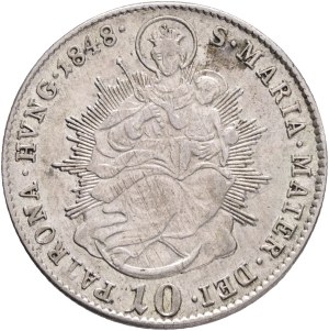 FERDINAND I. 1835-1848 10 Kreuzers 1848 B Kremnica Silver Ag.500 3,84g 23/1,15mm , KM#421, Adamo#D5 just.