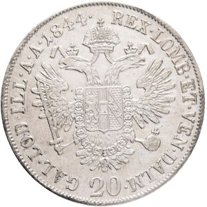 FERDINAND I. 1835-1848 20 Kreuzers 1844 A, KM#2208 ,Ag.583, 6,64g 26/1,5mm, Vienna, patina