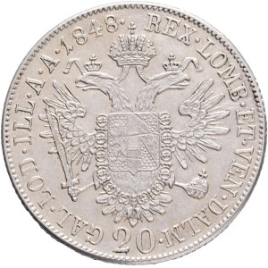 FERDINAND I. 1835-1848 20 Kreuzers 1848 A, KM#2208 ,Ag.583, 6,68g 26/1,5mm, Vienna