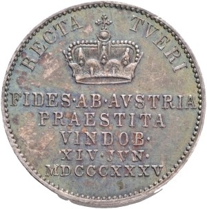 FERDINAND I. 1835-1848 Silver Token 1835, tribute to the Lower- Austrian dominion, Früh#II.2.b. , Ag. 5,49g 20mm