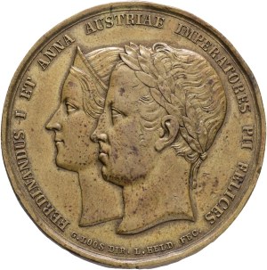 FERDINAND I. 1835-1848 Brass Token, coronation, Prague, - 7./12.9.1836, Früh#V.1.d. Brass 27,20g 38mm, edges