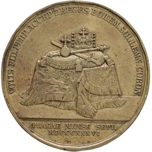FERDINAND I. 1835-1848 Brass Token, coronation, Prague, - 7./12.9.1836, Früh#V.1.d. Mosaz 27,20g 38mm, edges