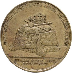 FERDINAND I. 1835-1848 Brass Token, coronation, Prague, - 7./12.9.1836, Früh#V.1.d. Brass 27,20g 38mm, edges