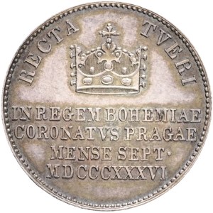 FERDINAND I. 1835-1848 Silver Token, coronation 1836 - in Prague, Früh#III.2.b. , Ag. 3,48g, 20,5mm