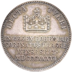 FERDINAND I. 1835-1848 Silver Token, coronation 1836 - in Prague, Früh#III.2.b. , Ag. 3,48g, 20,5mm