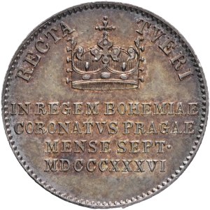 FERDINAND I. 1835-1848 Silver Token, coronation 1836 - in Prague, Früh#III.3.b., Ag. 3,28g 18mm
