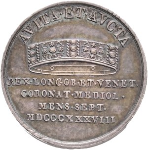 FERDINAND I. 1835-1848 Silver Token, coronation 1838 - in Milan, Lombardy, Früh#VIII.8.b. , Ag. 3,28g 18mm