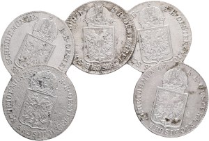 FRANCIS JOSEPH I. 1848-1916 Lot 5 coins 6 Kreuzers 1849 4xA Vienna, 1xC Prague KM#2200 Billon Ag.4375, 1,91g 19,5mm