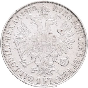 FRANCIS JOSEPH I. 1848-1916 1 Gulden 1858 M Milano Silver Ag. 900 12,27g 29mm , KM#2219
