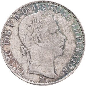 FRANCIS JOSEPH I. 1848-1916 1 Gulden 1858 M, KM#2219 Ag.900, 12,24g 29/2mm Milano, patina
