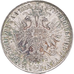 FRANCIS JOSEPH I. 1848-1916 1 Gulden 1858 M, KM#2219 Ag.900, 12,24g 29/2mm Milano, patina