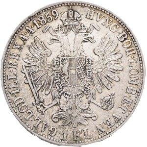 FRANCIS JOSEPH I. 1848-1916 1 Gulden 1859 B, KM#2219 Ag.900, 12,31g 29/2mm, Kremnica
