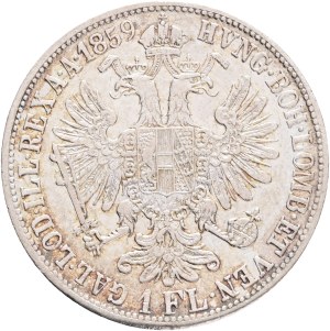 FRANCIS JOSEPH I. 1848-1916 1 Gulden 1859 V, KM#2219 Ag.900, 12,24g 29/2mm, Venice