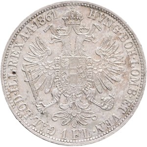 FRANCIS JOSEPH I. 1848-1916 1 Gulden 1861 A, KM#2219 Ag.900, 12,35g 29/2mm, Vienna