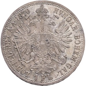 FRANCIS JOSEPH I. 1848-1916 1 Gulden 1870 A, KM#2221 Ag.900, 12,24g 29/2mm, Vienna, cabinet patina