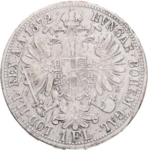 FRANCIS JOSEPH I. 1848-1916 1 Gulden 1872, KM#2222 Ag.900, 12,24g 29/2mm, Vienna