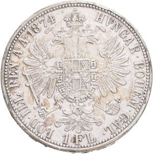 FRANCIS JOSEPH I. 1848-1916 1 Gulden 1874, KM#2222 Ag.900, 12,31g 29/2mm, Vienna