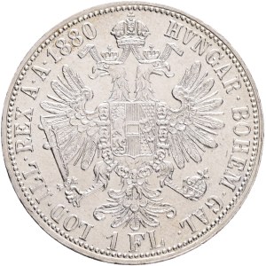 FRANCIS JOSEPH I. 1848-1916 1 Gulden 1880, KM#2222 Ag.900, 12,36g 29/2mm, Vienna