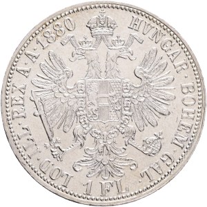 FRANCIS JOSEPH I. 1848-1916 1 Gulden 1880, KM#2222 Ag.900, 12,36g 29/2mm, Vienna