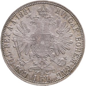 FRANCIS JOSEPH I. 1848-1916 1 Gulden 1881, KM#2222 Ag.900, 12,36g 29/2mm, Vienna
