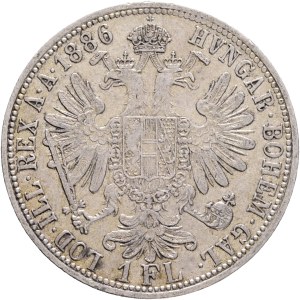 FRANCIS JOSEPH I. 1848-1916 1 Gulden 1886, KM#2222 Ag.900, 12,27g 29/2mm, Vienna