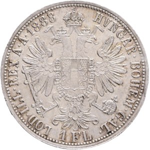 FRANCIS JOSEPH I. 1848-1916 1 Gulden 1888, KM#2222 Ag.900, 12,30g 29/2mm, Vienna