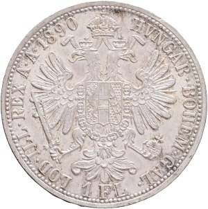 FRANCIS JOSEPH I. 1848-1916 1 Gulden 1890, KM#2222 Ag.900, 12,36g 29/2mm, Vienna, edge, grey patina
