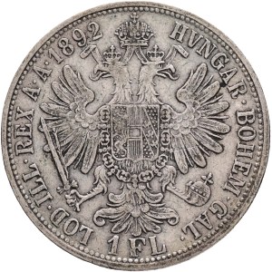 FRANCIS JOSEPH I. 1848-1916 1 Gulden 1892, KM#2222 Ag.900, 12,25g 29/2mm, Vienna,