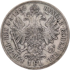 FRANCIS JOSEPH I. 1848-1916 1 Gulden 1892, KM#2222 Ag.900, 12,25g 29/2mm, Vienna,