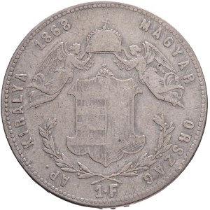 FRANCIS JOSEPH I. 1848-1916 1 Forint 1868 G.Y.F., KM#449,ÉH#1463,Ag.900, 12,23g 29mm, Alba Lulia (Romania)