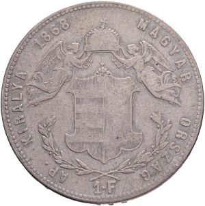 FRANCIS JOSEPH I. 1848-1916 1 Forint 1868 G.Y.F., KM#449,ÉH#1463,Ag.900, 12,23g 29mm, Alba Lulia (Romania)