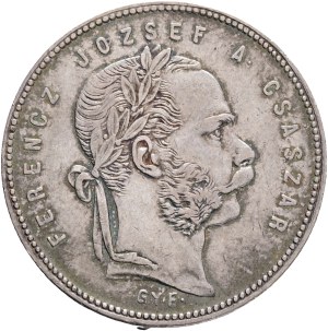 FRANCIS JOSEPH I. 1848-1916 1 Forint 1868 G.Y.F., KM#449,ÉH#1463,Ag.900, 12,29g 29mm, Alba Lulia (Romania)