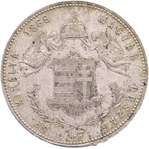 FRANCIS JOSEPH I. 1848-1916 1 Forint 1869 KB, KM#449,ÉH#1463,Ag.900, 12,36g 29mm, Kremnica