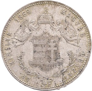 FRANCIS JOSEPH I. 1848-1916 1 Forint 1869 KB, KM#449,ÉH#1463,Ag.900, 12,36g 29mm, Kremnica
