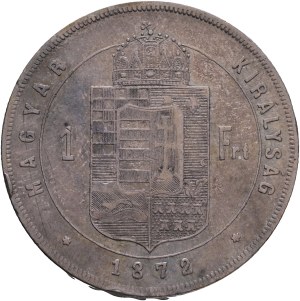 FRANCIS JOSEPH I. 1848-1916 1 Forint 1872 KB, KM#453,ÉH#1464 Ag.900, 12,26g 29/2,mm, Franz Joseph I., Kremnica