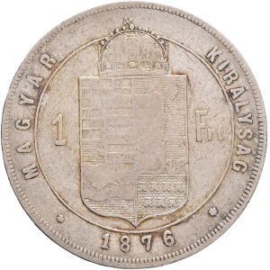 FRANCIS JOSEPH I. 1848-1916 1 Forint 1876 KB, KM#453,ÉH#1464 Ag.900, 12,23g 29/2,mm, Franz Joseph I., Kremnica