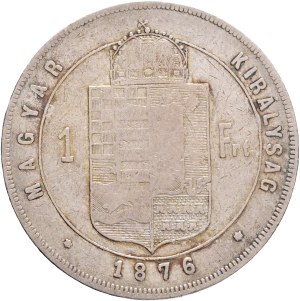 FRANCIS JOSEPH I. 1848-1916 1 Forint 1876 KB, KM#453,ÉH#1464 Ag.900, 12,23g 29/2,mm, Franz Joseph I., Kremnica