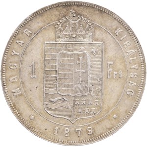 FRANCIS JOSEPH I. 1848-1916 1 Forint 1879 KB, KM#453,ÉH#1464 Ag.900, 12,35g 29/2,mm, Franz Joseph I., Kremnica