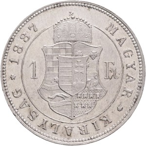 FRANCIS JOSEPH I. 1848-1916 1 Forint 1887 KB KM#469,ÉH#1466 Ag.900, 12,32g 29/2,mm Franz Joseph I. Kremnica