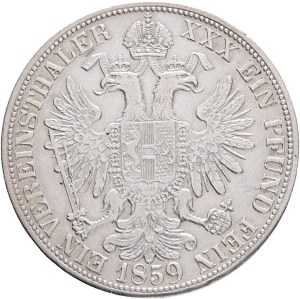 FRANCIS JOSEPH I. 1848-1916 1 Vereinsthaler 1859 A Vienna, KM#2244, Ag.900 18,50g 33mm