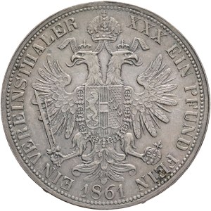 FRANCIS JOSEPH I. 1848-1916 1 Vereinsthaler 1861 E Alba Lulia Romania, KM#2244, Ag.900 18,53g 33/2mm