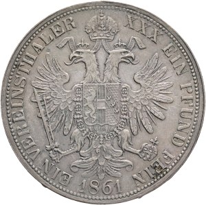 FRANCIS JOSEPH I. 1848-1916 1 Vereinsthaler 1861 E Alba Lulia Romania, KM#2244, Ag.900 18,53g 33/2mm