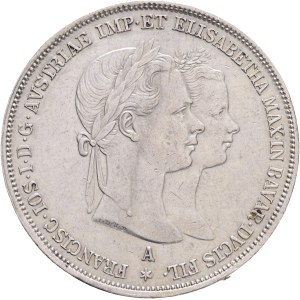 FRANCIS JOSEPH I. 1848-1916 2 Gulden 1854 A ,Sissi Wedding Vienna, X#M3 Ag.900 25,97g, 36mm Vienna
