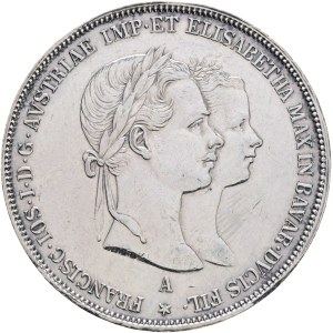 FRANCIS JOSEPH I. 1848-1916 2 Gulden 1854 A Vienna WEDDING with Sissi,X#M3, Herinek#822, Ag.900 26,02g 36mm,