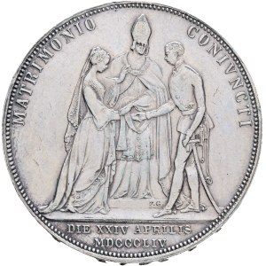 FRANCIS JOSEPH I. 1848-1916 2 Gulden 1854 A Vienna WEDDING with Sissi,X#M3, Herinek#822, Ag.900 26,02g 36mm,