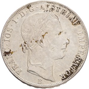 FRANCIS JOSEPH I. 1848-1916 2 Gulden 1859 B Kremnica, KM#2233, Ag.900 24,65g, 36mm, place black patina