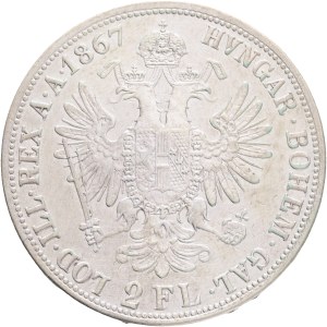 FRANCIS JOSEPH I. 1848-1916 2 Gulden 1867 A Vienna, KM#2232, Ag.900 24,51g, 36mm,
